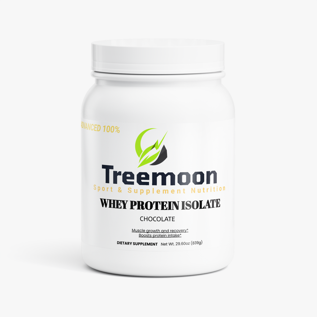 Treemoon chocolate whey protein isolate front label