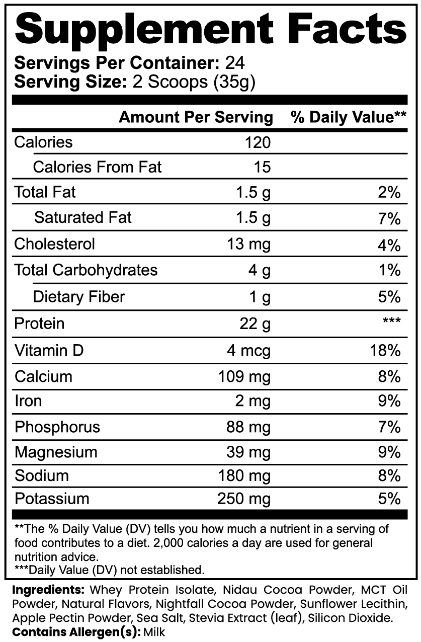 Treemoon chocolate whey protein isolate Supplement Facts