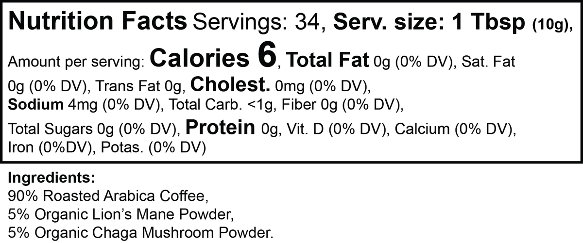 Vitality Mushroom Coffee – product information