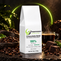 Treemoon Chocolate Bold dark roast coffee with whole beans and dark chocolate on a premium background
